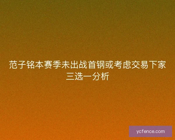 范子铭本赛季未出战首钢或考虑交易下家三选一分析