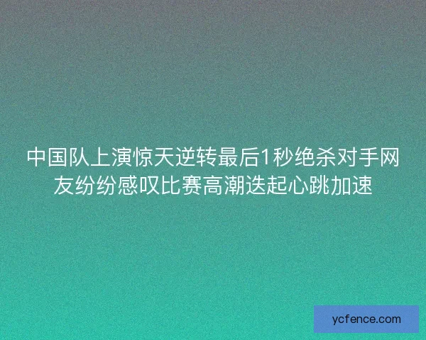 中国队上演惊天逆转最后1秒绝杀对手网友纷纷感叹比赛高潮迭起心跳加速